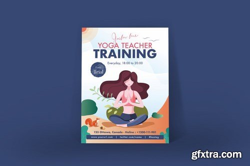 Beautiful Girl Yoga Training Poster Illustrator