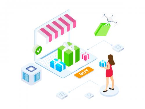 E-commerce on Blockchain Isometric 1 - FV - e-commerce-on-blockchain-isometric-1-fv