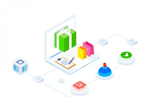 E-commerce on Blockchain Isometric 3 - FV - e-commerce-on-blockchain-isometric-3-fv