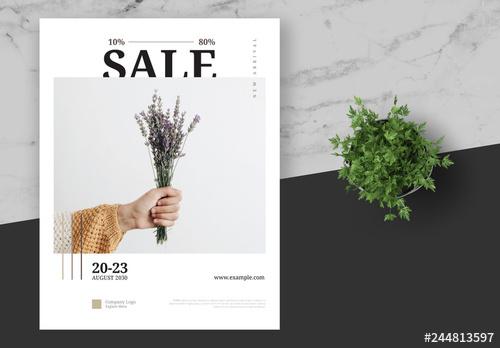 Fashion Store Sale Flyer Layout with Line Elements - 244813597 - 244813597