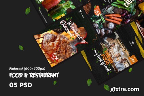 Food & Restaurants Pinterest PSD Template