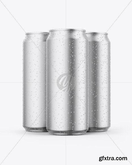 Three Matte Metallic Cans Mockup 51436