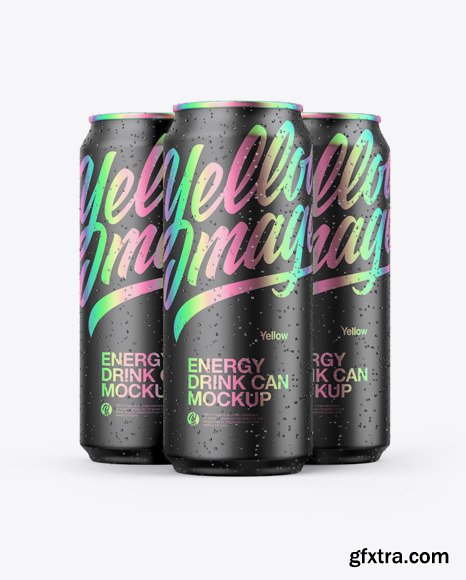 Three Matte Metallic Cans Mockup 51436