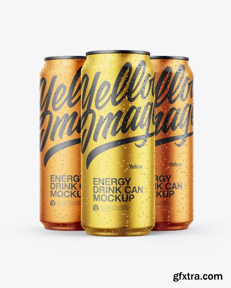 Three Matte Metallic Cans Mockup 51436