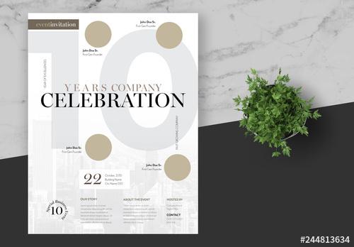 Business Celebration Event Flyer Layout with Tan Accents - 244813634 - 244813634