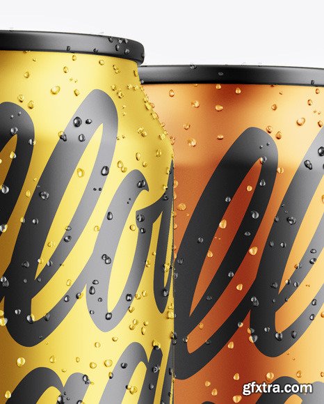 Three Matte Metallic Cans Mockup 51436