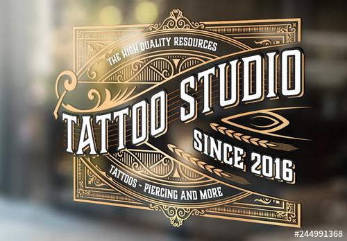 Vintage-Style Tattoo Studio Logo Layout - 244991368 - 244991368