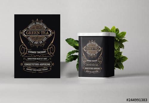 Vintage-Style Tea Logo Layout - 244991383 - 244991383