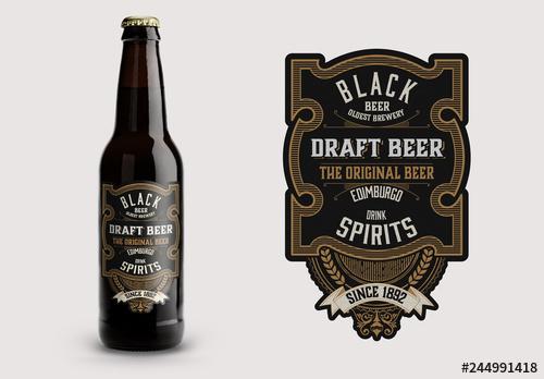 Vintage-Style Beer Label Layout - 244991418 - 244991418