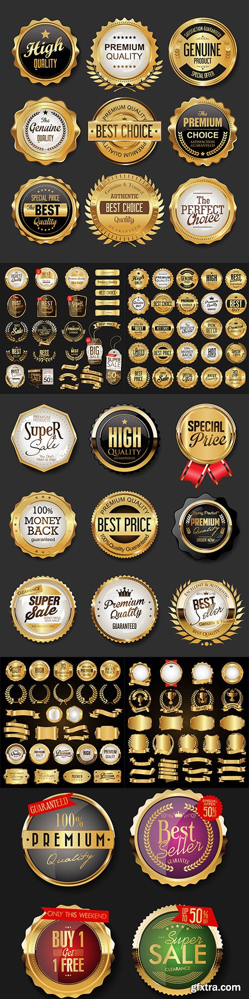 Premium quality gold badges and labels collection 33