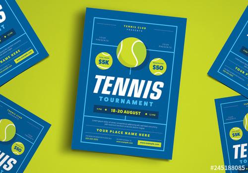 Blue Tennis Tournament Event Flyer - 245188085 - 245188085