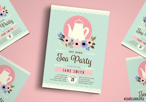 Floral Baby Shower Tea Party Invitation - 245188102 - 245188102