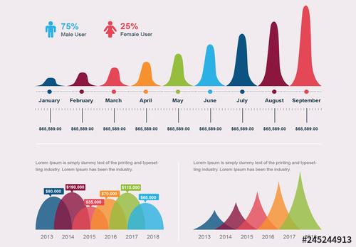 Multiple Mountain Bar Graph Infographic - 245244913 - 245244913