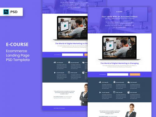 E-Course Landing Page PSD Template - e-course-landing-page-psd-template