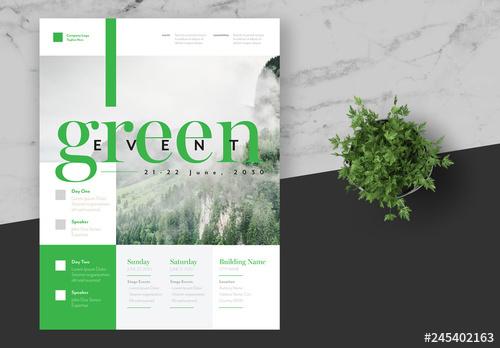 Green Event Flyer Layout with Green Accents - 245402163 - 245402163