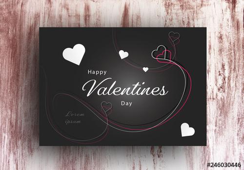 Valentine's Day Card Layout with White Accents - 246030446 - 246030446