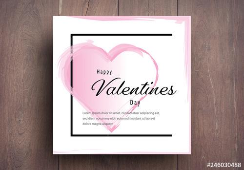 Valentine's Day Card Layout With Pink Accents - 246030488 - 246030488