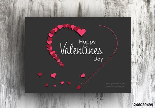 Valentine's Day Card Layout with Dark Background - 246030499 - 246030499