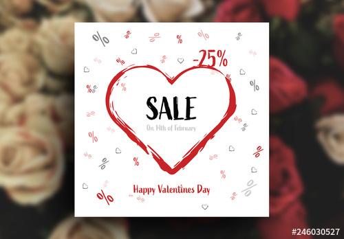 Square Valentine's Day Sale Card Layout - 246030527 - 246030527