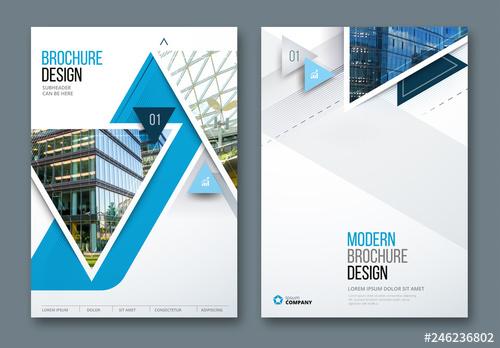 Blue Accent Business Report Cover Layouts with Triangles - 246236802 - 246236802