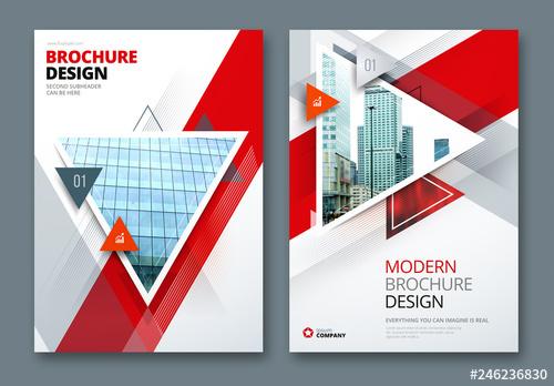 Red Business Report Cover Layouts with Big Triangles - 246236830 - 246236830