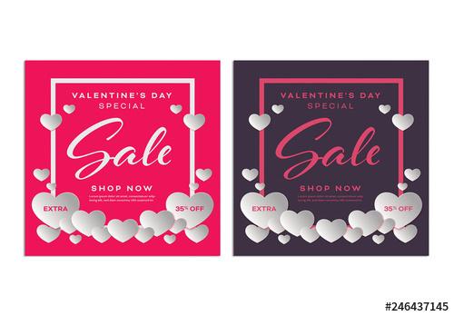 Valentine's Day Sale Social Media Post Layout - 246437145 - 246437145