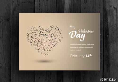 Valentine's Day Card Layout with Heart-Shaped Particle Element - 246481114 - 246481114