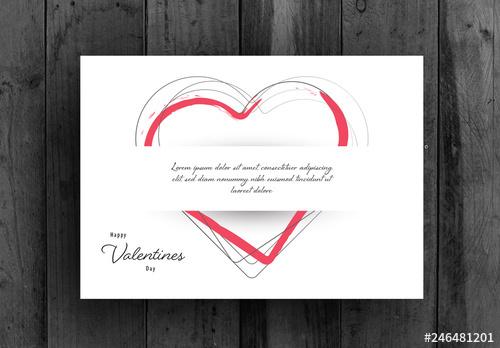 Valentine's Day Card Layout with Repeating Heart Elements - 246481201 - 246481201