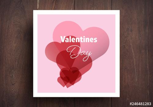 Valentine's Day Card Layout with Overlapping Heart Elements - 246481283 - 246481283