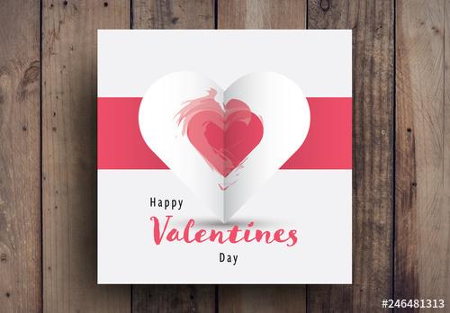 Valentine's Day Card Layout with Brush Stroke Heart Element - 246481313 - 246481313