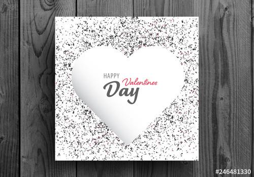 Valentine's Day Card Layout with White Heart Element - 246481330 - 246481330