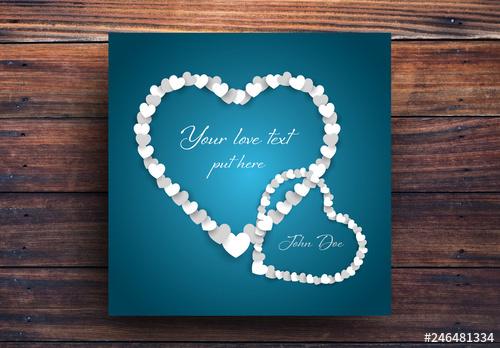 Valentine's Day Card Layout with White Heart Elements - 246481334 - 246481334