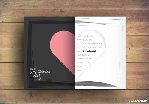 Valentine's Day Card Layout with Two-Tone Heart Element - 246482046 - 246482046