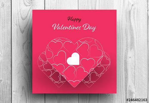 Valentine's Day Card Layout with Repeating Heart Elements - 246482163 - 246482163