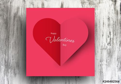 Valentine's Day Card Layout with Red Heart Element - 246482564 - 246482564