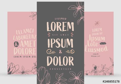 Social Media Layouts with Floral Elements - 246855178 - 246855178