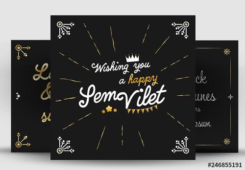 Social Media Layouts with Gold Effect - 246855191 - 246855191