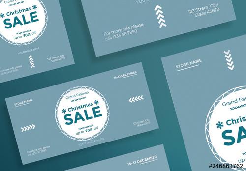 Christmas Sale Flyer Layouts with Light Blue Elements - 246863762 - 246863762