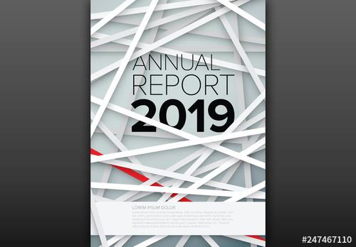 Annual Report Cover Layout with Layered Stripes - 247467110 - 247467110