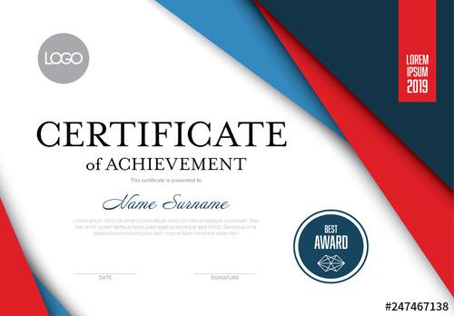 Red and Blue Certificate of Achievement Layout - 247467138 - 247467138