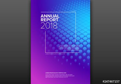 Annual Report Cover Layout with 3D Squares - 247467157 - 247467157