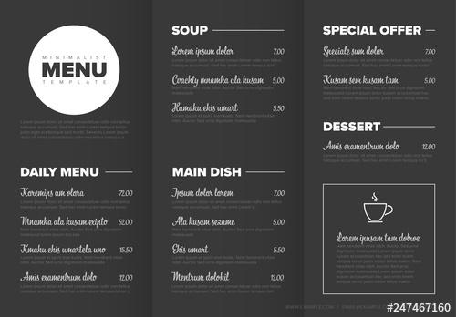 Black and White Menu Layout - 247467160 - 247467160