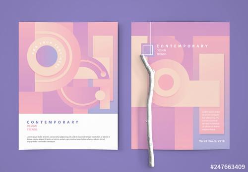 Flyer Layout with Pastel Geometric Patterns - 247663409 - 247663409