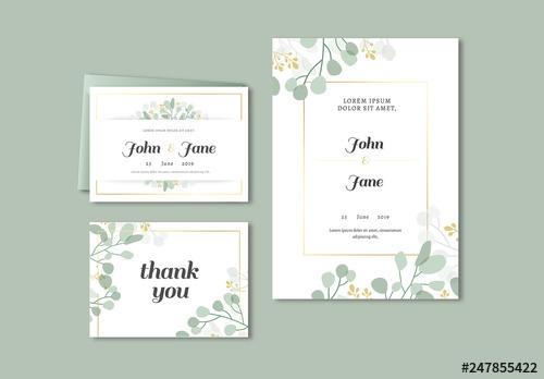 Wedding Invitation with Botanical Accents - 247855422 - 247855422