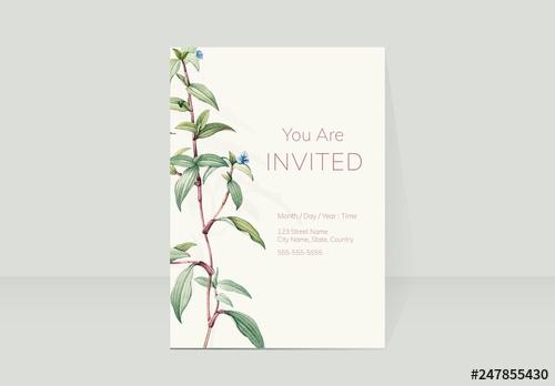 Invitation Layout with Botanical Accents - 247855430 - 247855430