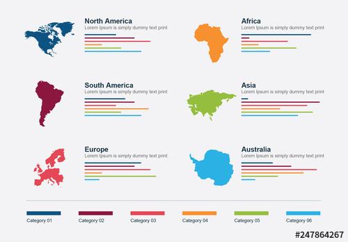 Continent Map Infographic Layout - 247864267 - 247864267