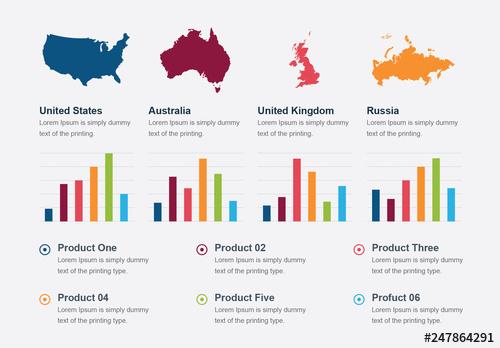 Country Comparison Map Infographic Layout - 247864291 - 247864291