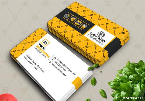 Business Card Layout with Food Illustrations - 247864312 - 247864312