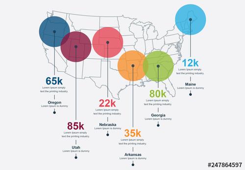 USA Map Infographic Layout - 247864597 - 247864597