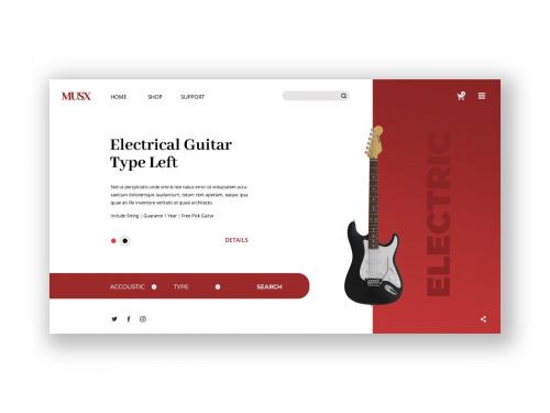 Electric Guitar Hero Header Template - electric-guitar-hero-header-template